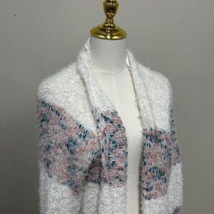 Lane Bryant White and Pink Knit Poncho